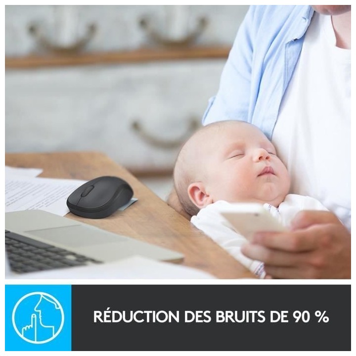 LOGITECH Souris Silencieuse M220 Silent - Sans Fil - Gris/Noir