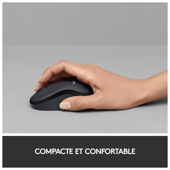 LOGITECH Souris Silencieuse M220 Silent - Sans Fil - Gris/Noir