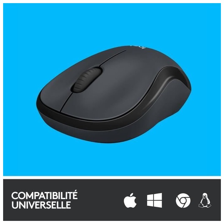LOGITECH Souris Silencieuse M220 Silent - Sans Fil - Gris/Noir