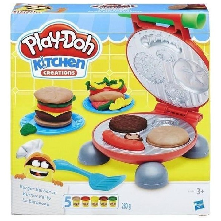 PLAY-DOH - Kitchen - Burger Party avec 5 Pots de Pâte a modeler