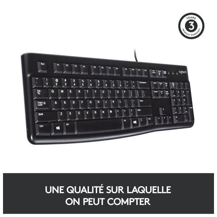 LOGITECH - Clavier filaire K120 Business - AZERTY - Noir