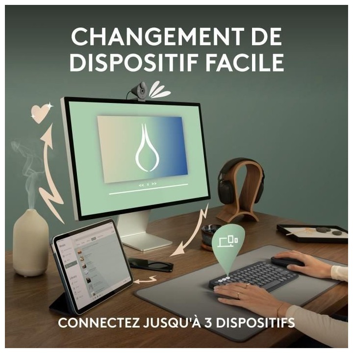 LOGITECH - Clavier sans fil - Pebble Keys 2 K380s - Bluetooth - Bouton