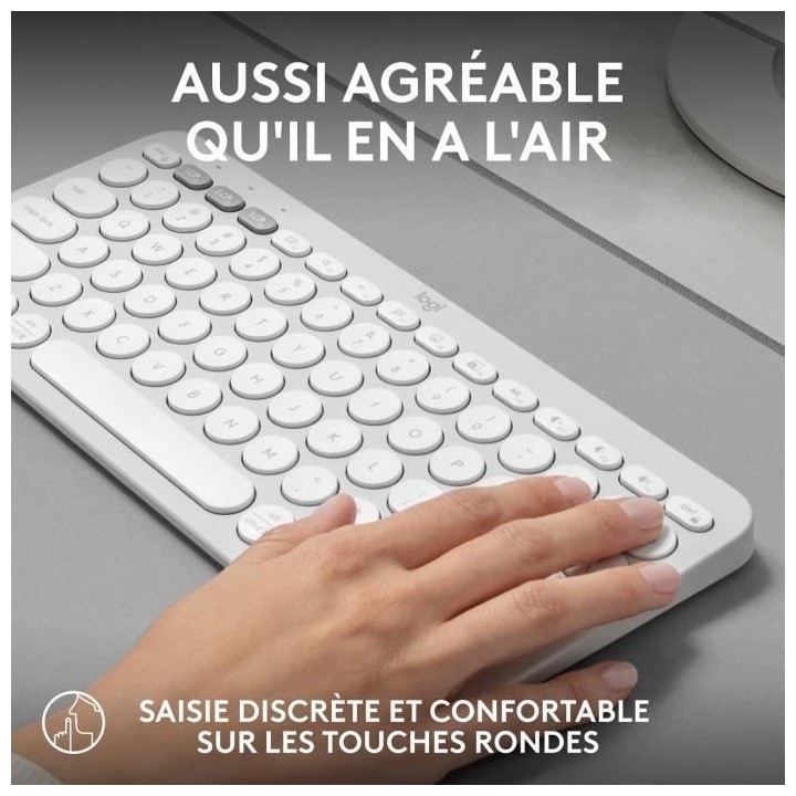 LOGITECH - Clavier sans fil - Pebble Keys 2 K380s - Bluetooth - Bouton
