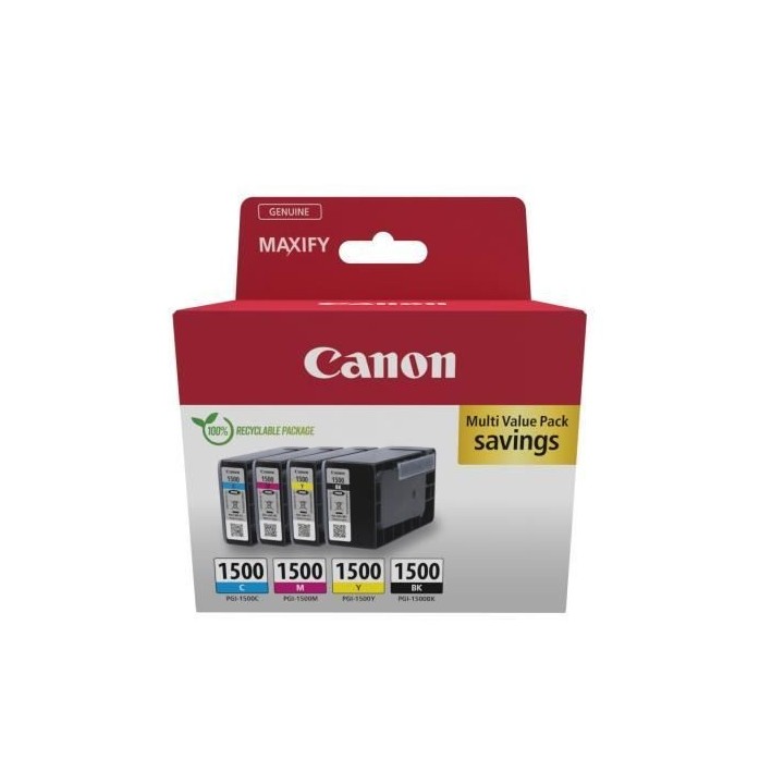 Multipack cartouches d'encre - CANON - PGI-1500 Noir/Cyan/Magenta/Jaun