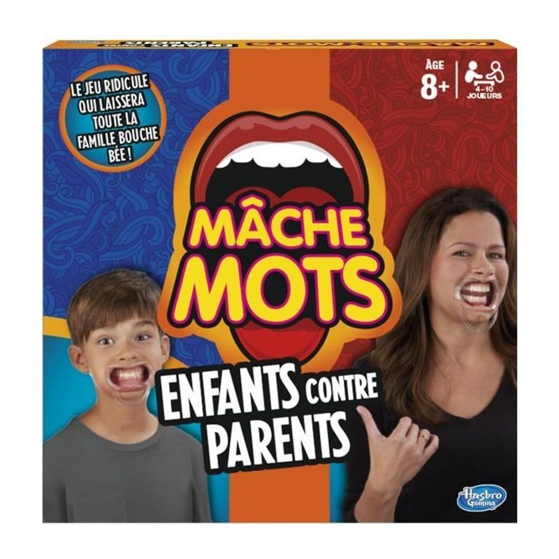 Mache-Mots - Hasbro Gaming - Enfants Contre Parents - Jeu de societe pour la famille - Jeu de plateau - Version francaise