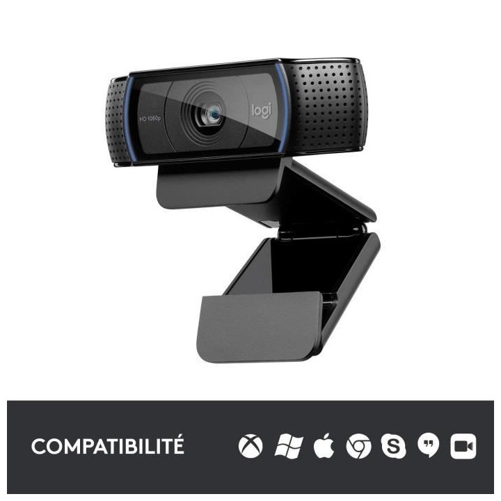 LOGITECH - Webcam HD Pro C920 Refresh - Microphone intégré - Idéal