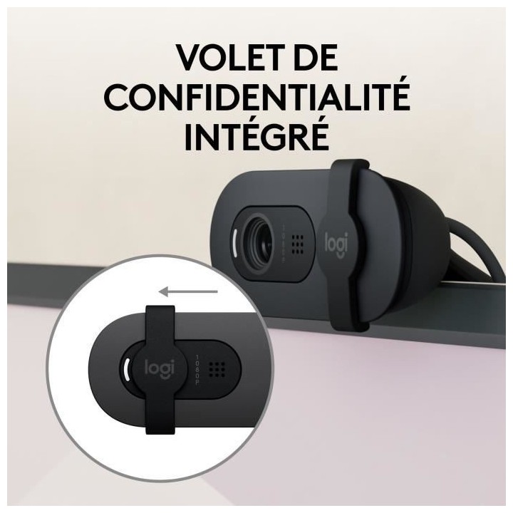 Webcam - Full HD 1080p - LOGITECH - Brio 100 - Microphone intégré -