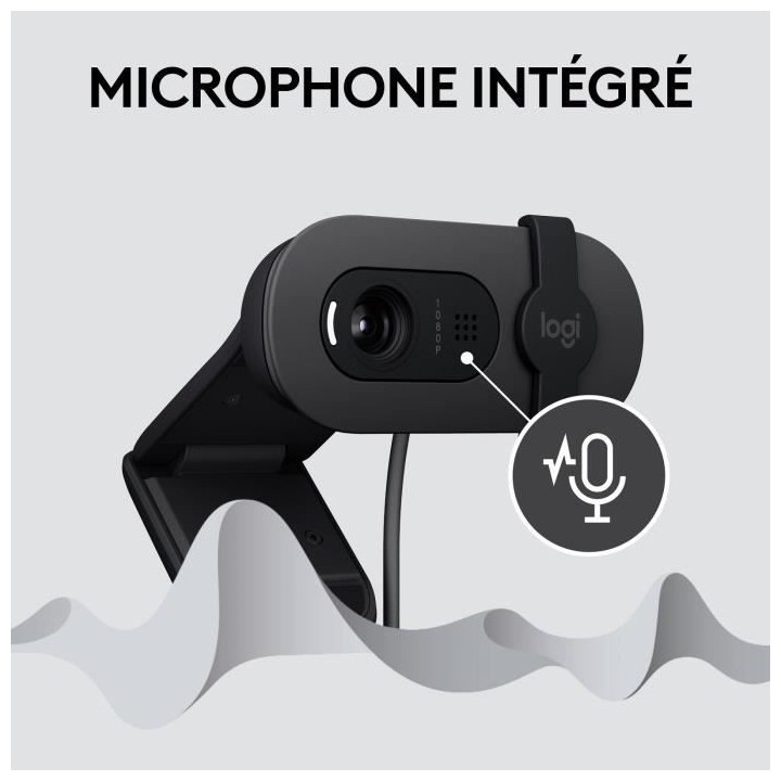 Webcam - Full HD 1080p - LOGITECH - Brio 100 - Microphone intégré -