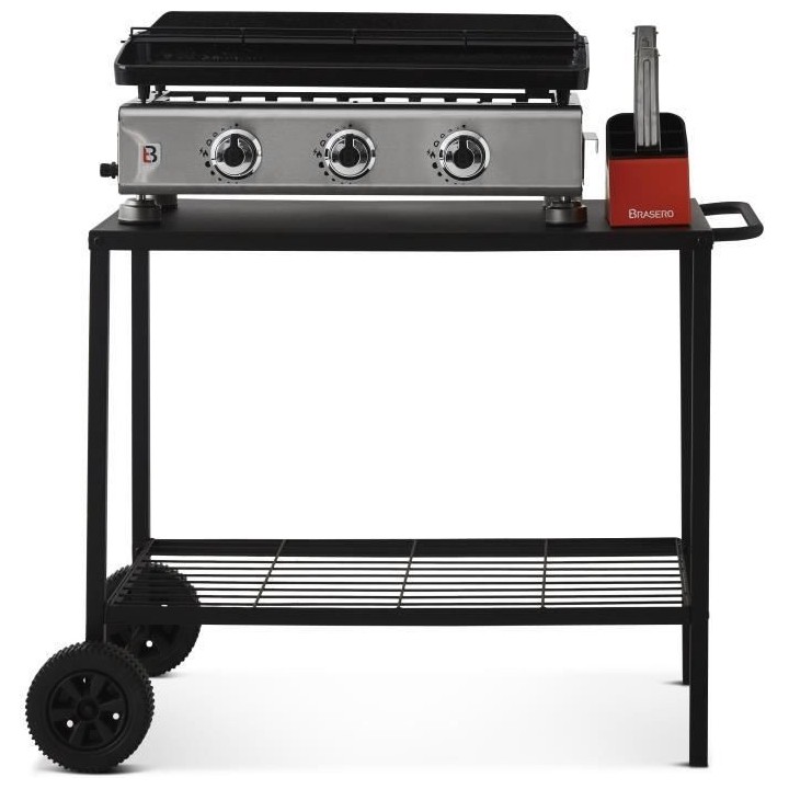 Chariot pour plancha en acier BRASERO - 100 cm - 2 roulettes