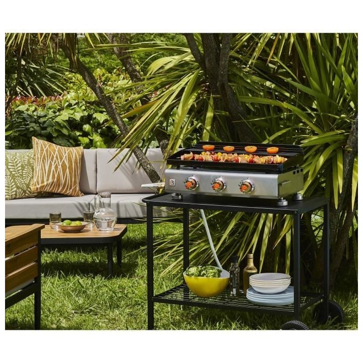 Chariot pour plancha en acier BRASERO - 100 cm - 2 roulettes