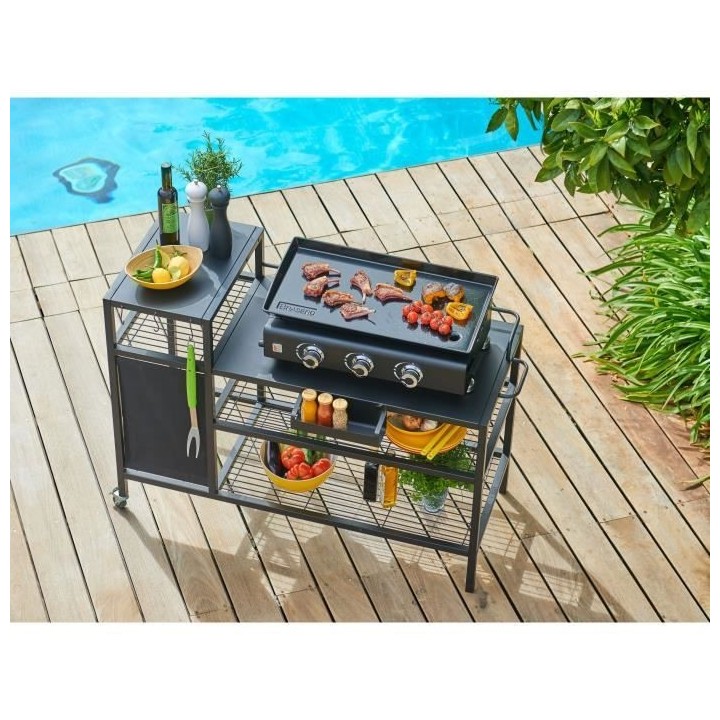 Chariot pour Plancha - BRASERO - OUTDOOR KITCHEN - Métal - Noir - 128
