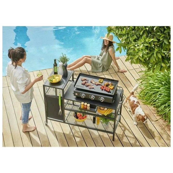 Chariot pour Plancha - BRASERO - OUTDOOR KITCHEN - Métal - Noir - 128