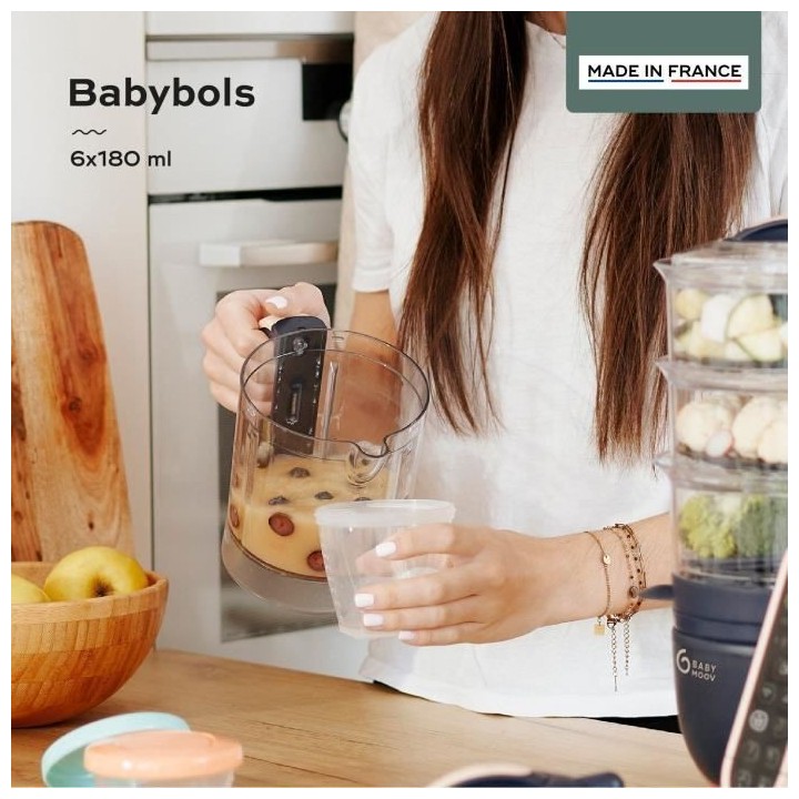 BABYMOOV Babybols lot de 6 pots de conservation pour bébé 180ml, gra