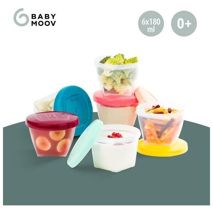 BABYMOOV Babybols lot de 6 pots de conservation pour bébé 180ml, gra