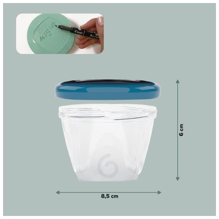 BABYMOOV Babybols lot de 6 pots de conservation pour bébé 180ml, gra