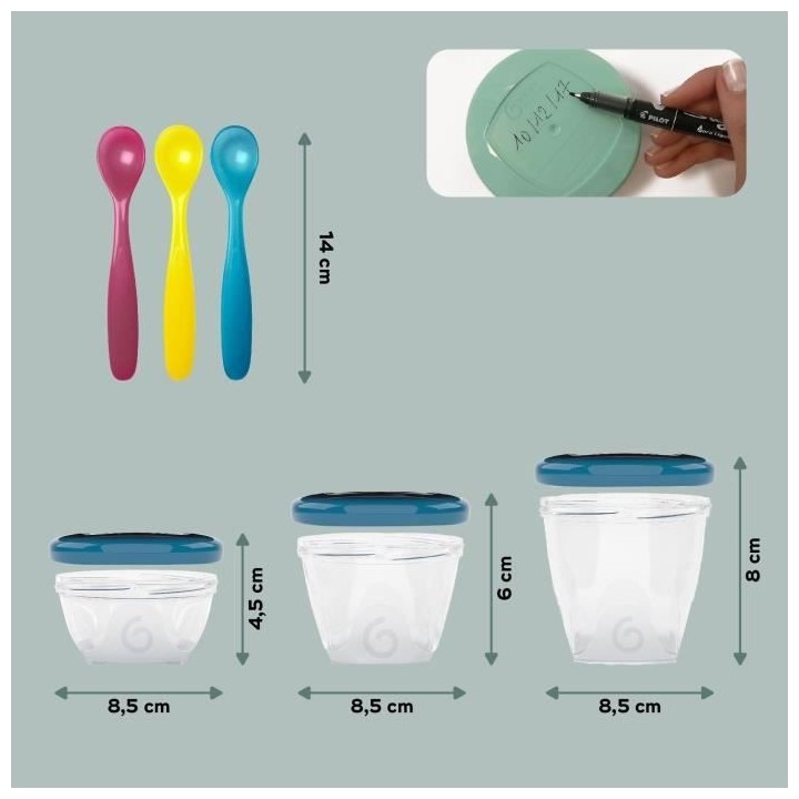 BABYMOOV Babybols Kit XXL MultiSet 12 pots de conservation + 3 cuiller