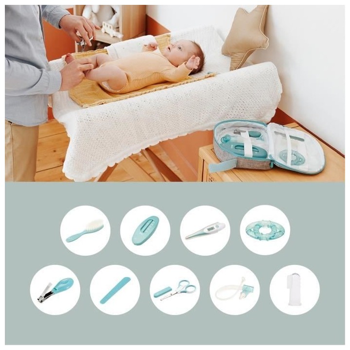 Babymoov Trousse de soin pour bébé, 9 Accessoires, avec Thermometre