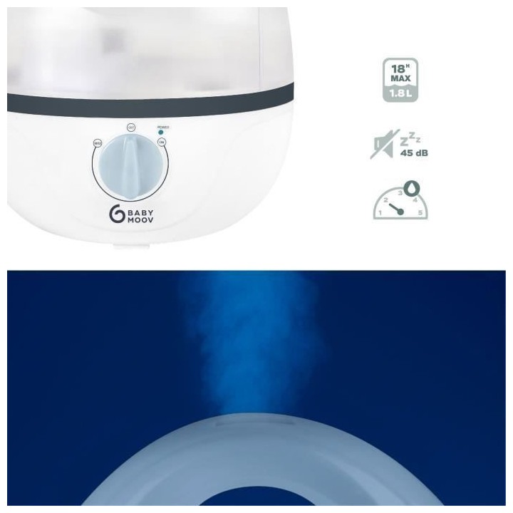 BABYMOOV Hygro - Humidificateur d'air chambre bébé - Silencieux - Va