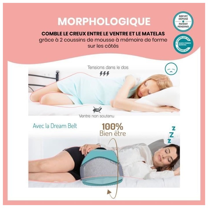 BABYMOOV Dream Belt Ceinture de sommeil pour femme enceinte, taille L/