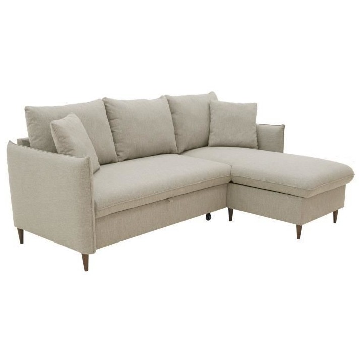 Canapé d'angle convertible réversible 4 places GERAUD - Tissu Beige