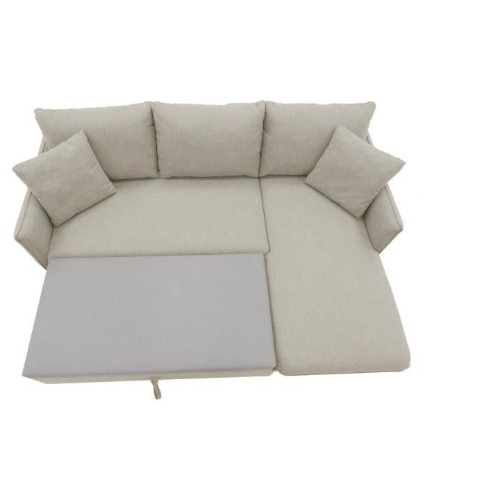 Canapé d'angle convertible réversible 4 places GERAUD - Tissu Beige