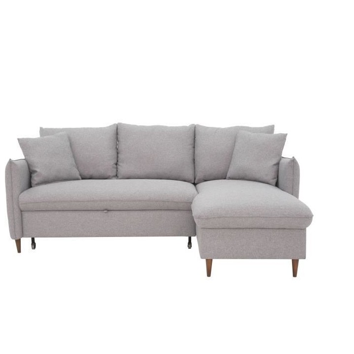 Canapé d'angle convertible réversible 4 places GERAUD - Tissu Gris -