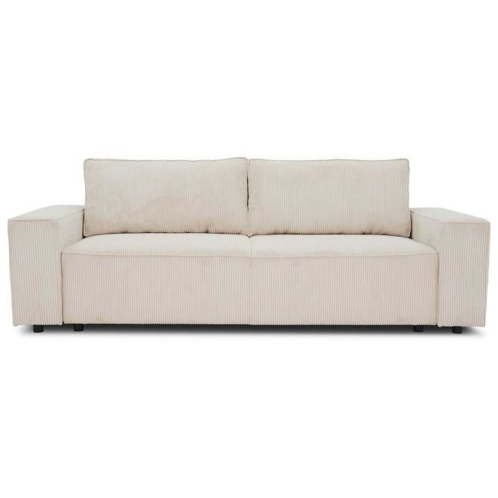 Canapé droit convertible 3 places JOSH - velours côtelé beige - Cof