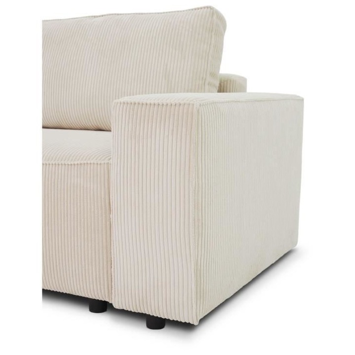 Canapé droit convertible 3 places JOSH - velours côtelé beige - Cof