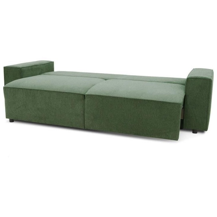 Canapé convertible 3 places JOSH - Tissu Loft Olive - Coffre de range