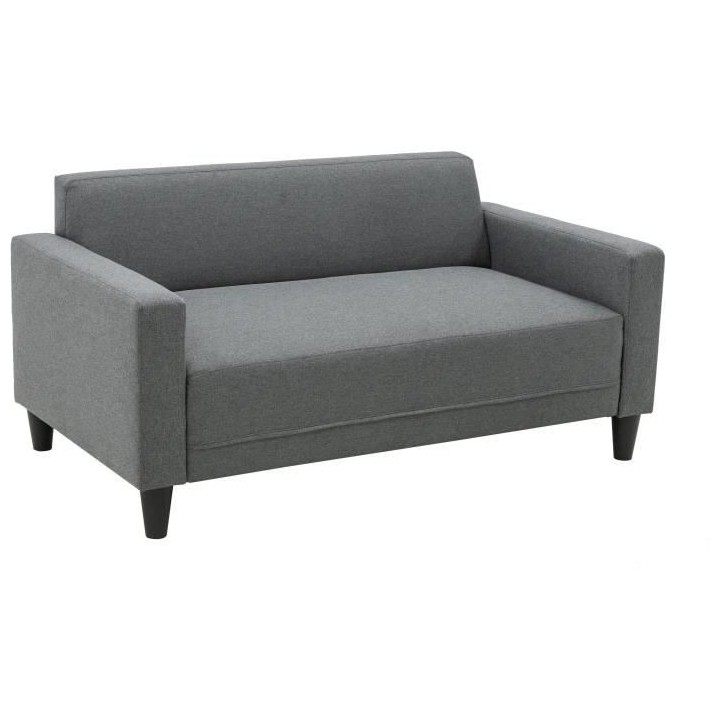 Canapé fixe 2 places BOB - Tissu Gris - L 136 x P 77 x H 65 cm
