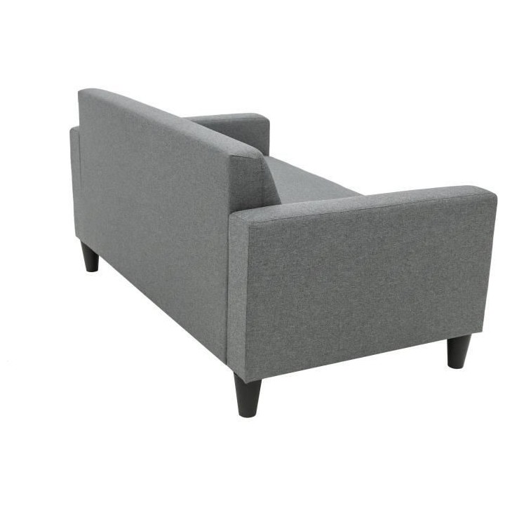 Canapé fixe 2 places BOB - Tissu Gris - L 136 x P 77 x H 65 cm