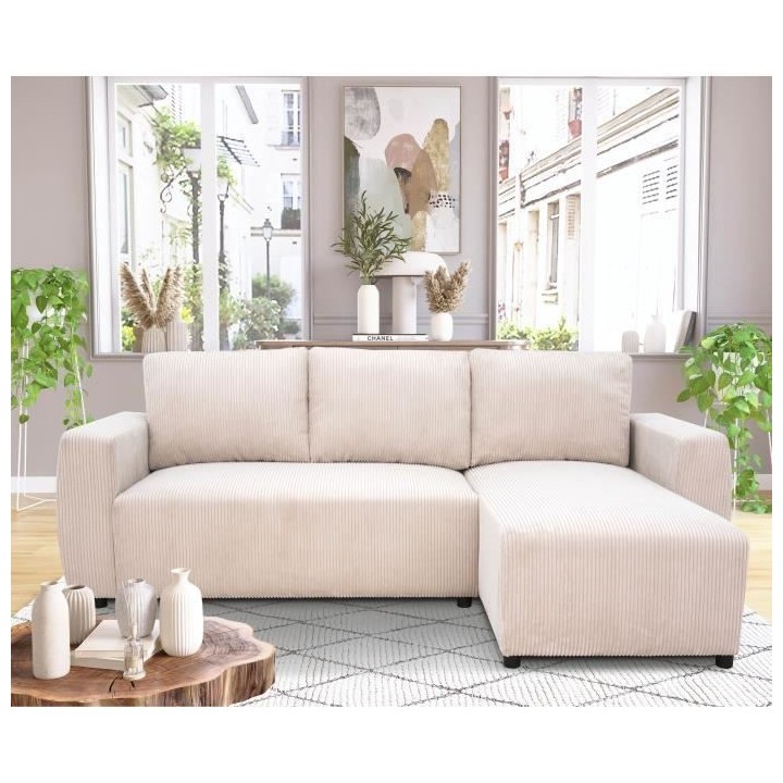 Canapé d'angle convertible réversible 3-4 places PHARELL - Velours c