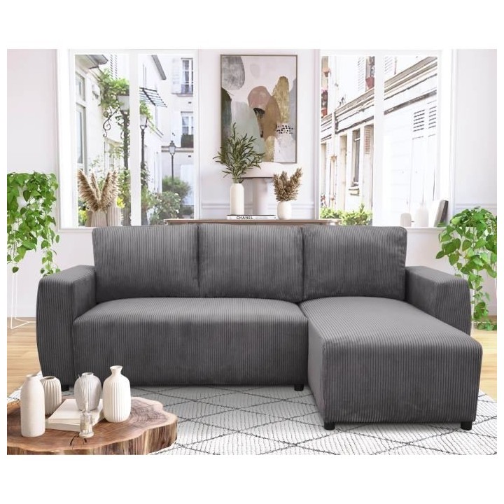 Canapé d'angle convertible réversible 3-4 places PHARELL - velours c