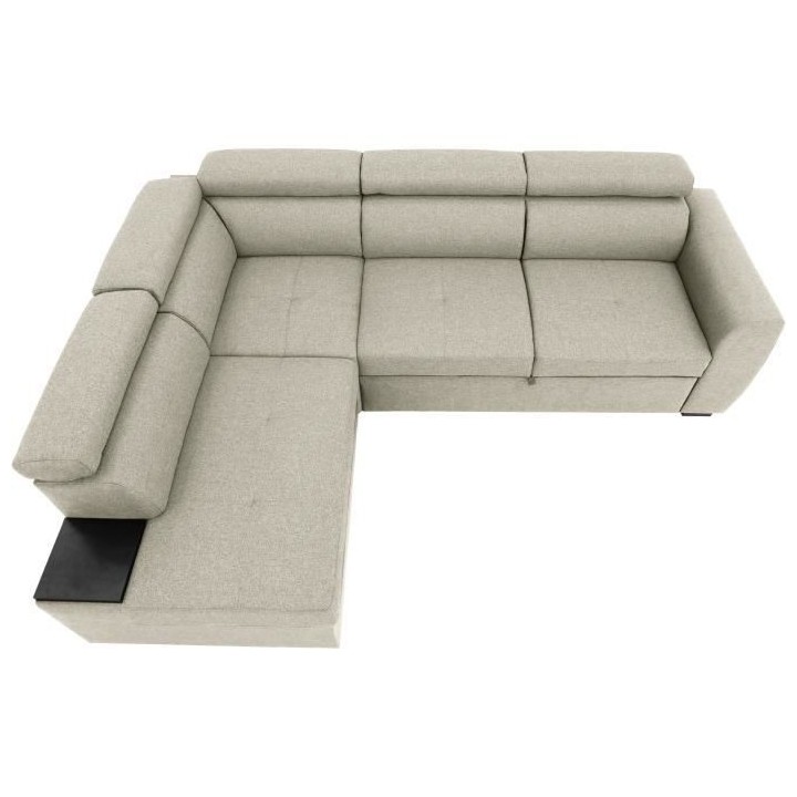 Canapé d'angle convertible réversible 4-5 places KELIO - Tissu Beige