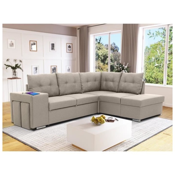 Canapé d'angle convertible réversible 4-5 places MITCHELL - Tissu Be