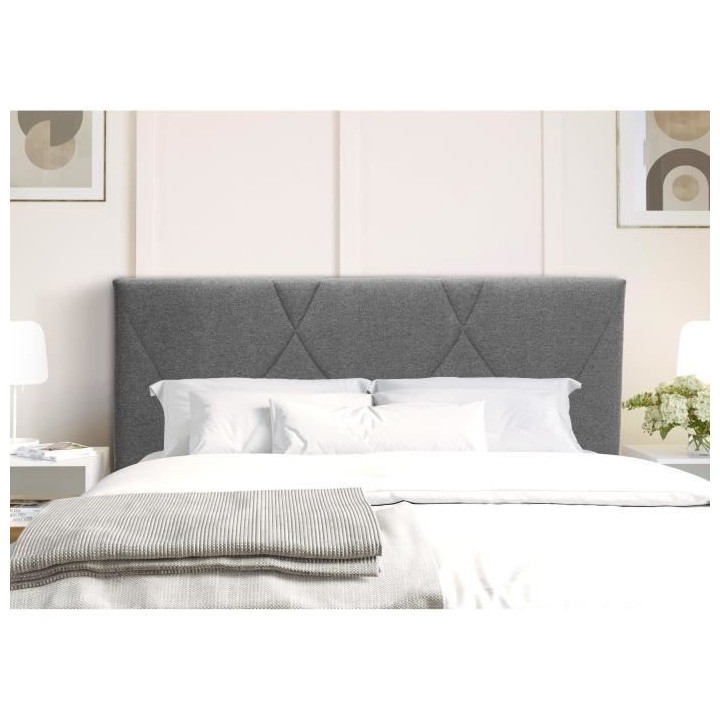 Tete de lit TUDOR - Tissu Anthracite - L.162 x H.100 x P.7 cm