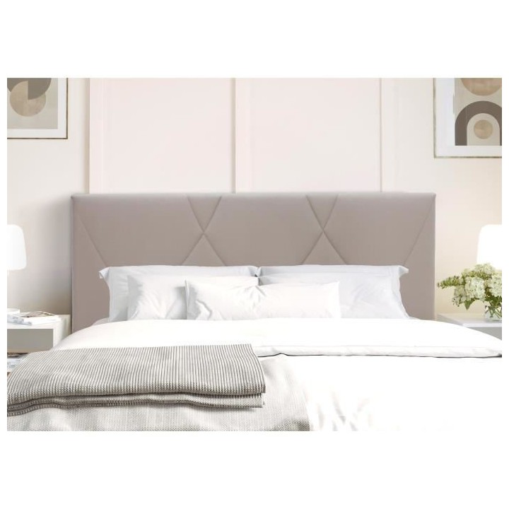 Tete de lit TUDOR - Tissu PU Taupe - L.162 x H.100 x P.7 cm