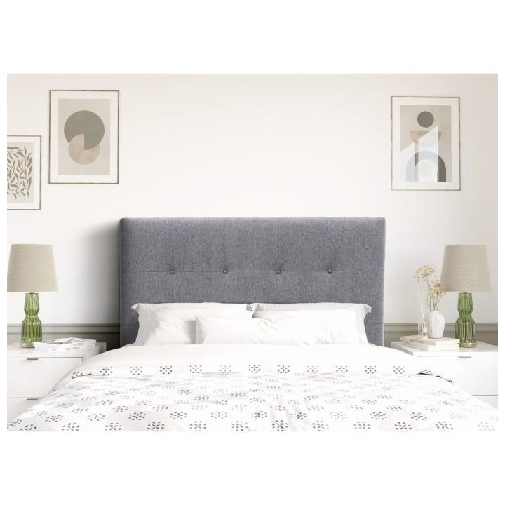 Tete de lit 140 cm ESTIA - Tissu Anthracite - Réglable en hauteur de