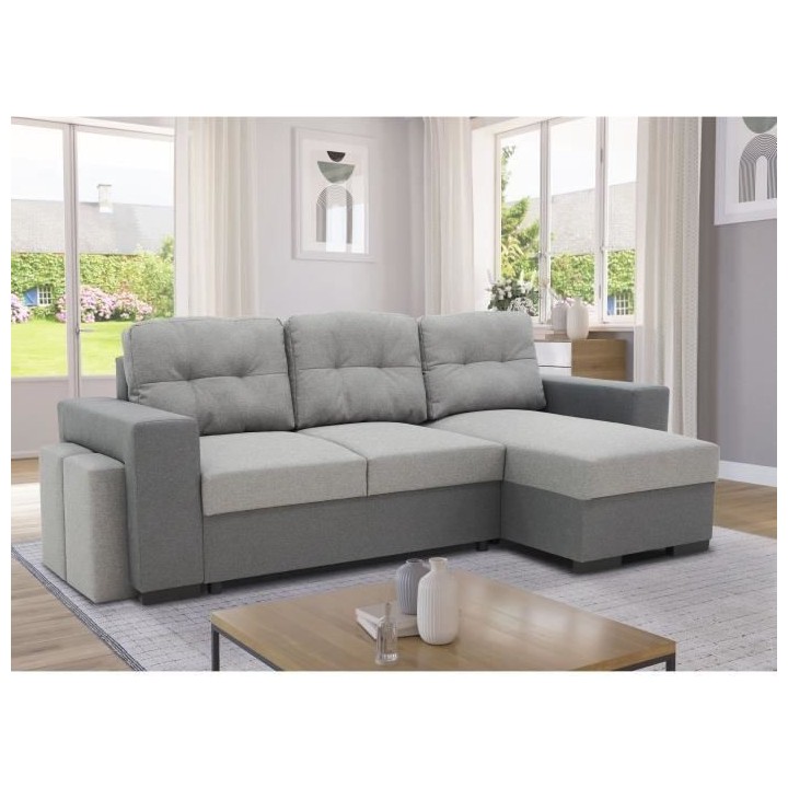 Canapé d'angle convertible réversible 3 places JAMES - L 245 x H 91