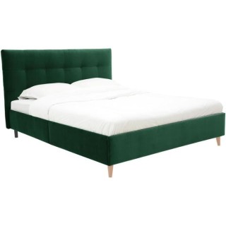 Lit adulte LONY - Couchage 160x200 cm - Tissu velours mat Vert - Struc
