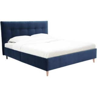 Lit adulte LONY - Couchage 160x200 cm - Tissu velours mat Navy - Struc