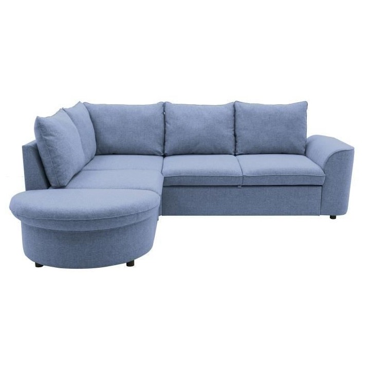 Canapé d'angle convertible réversible AURORA 3-4 places - Tissu bleu