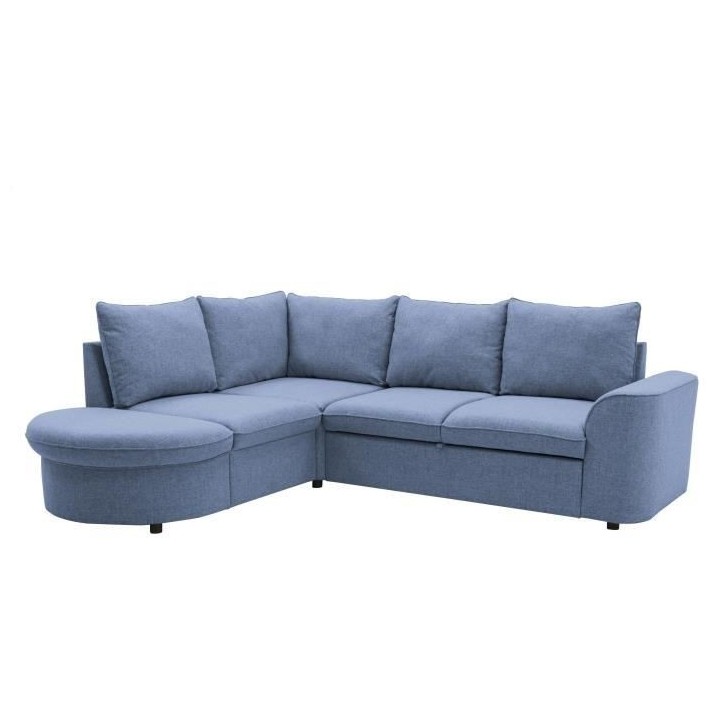 Canapé d'angle convertible réversible AURORA 3-4 places - Tissu bleu