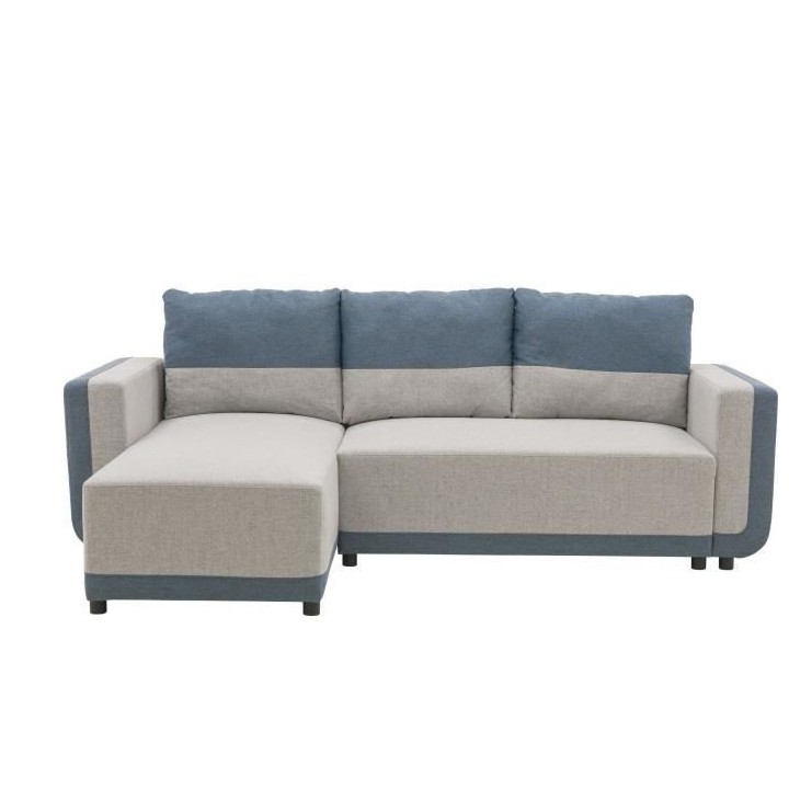 Canapé d'angle convertible réversible ELROY 3-4 places - Tissu gris