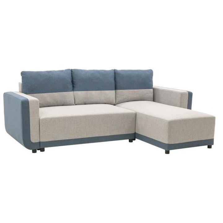 Canapé d'angle convertible réversible ELROY 3-4 places - Tissu gris