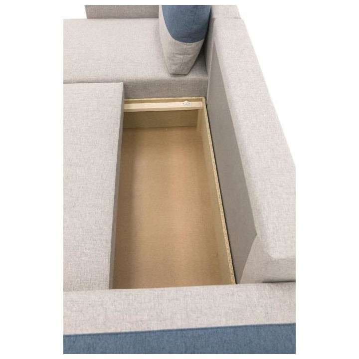 Canapé d'angle convertible réversible ELROY 3-4 places - Tissu gris