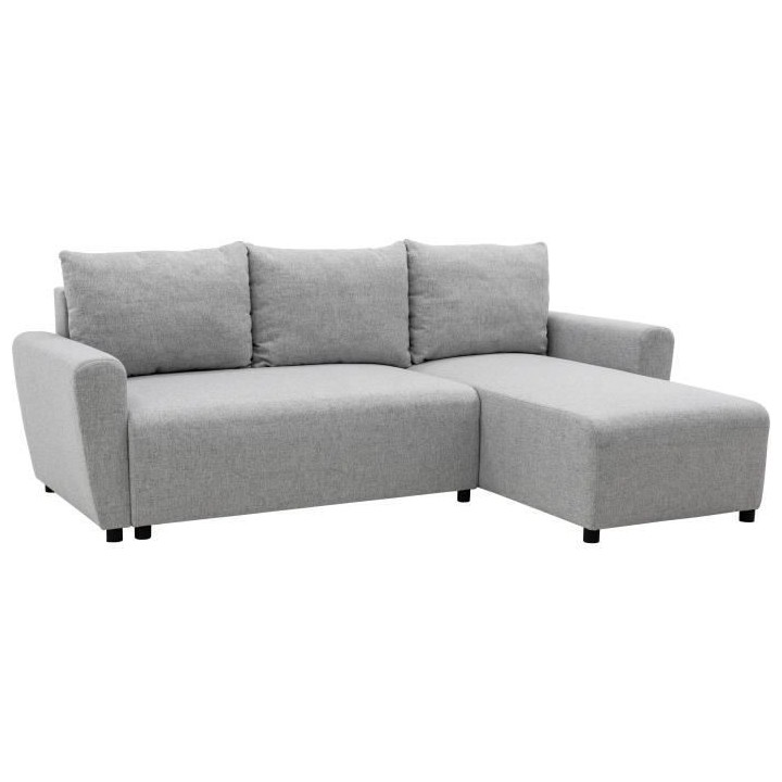Canapé d'angle convertible 3-4 places STEWART - Tissu gris souris - L