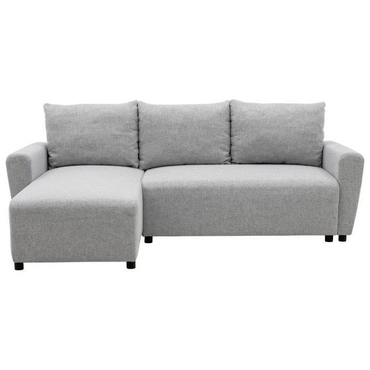 Canapé d'angle convertible 3-4 places STEWART - Tissu gris souris - L