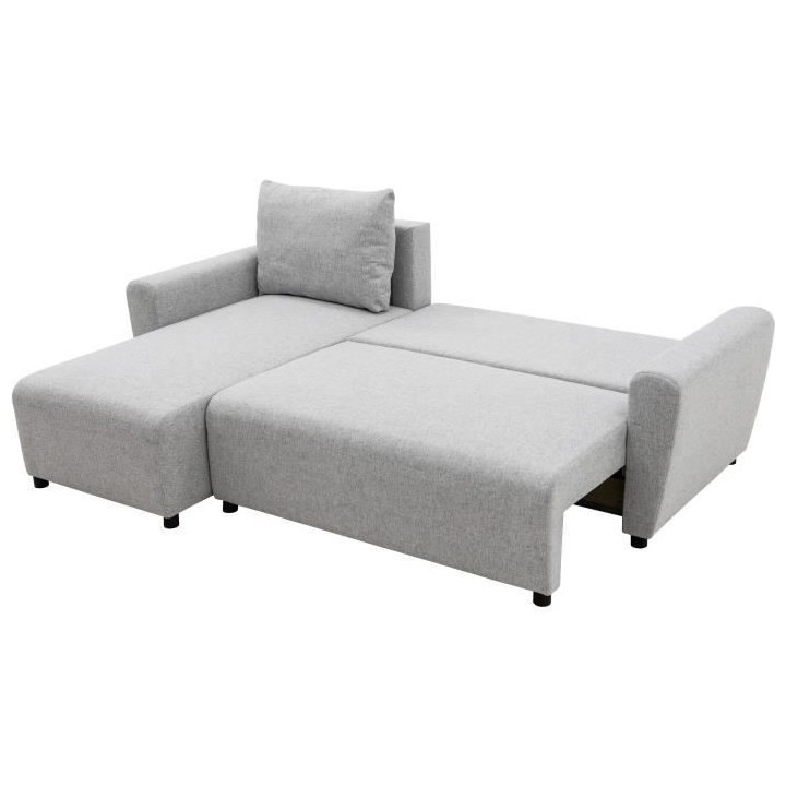 Canapé d'angle convertible 3-4 places STEWART - Tissu gris souris - L