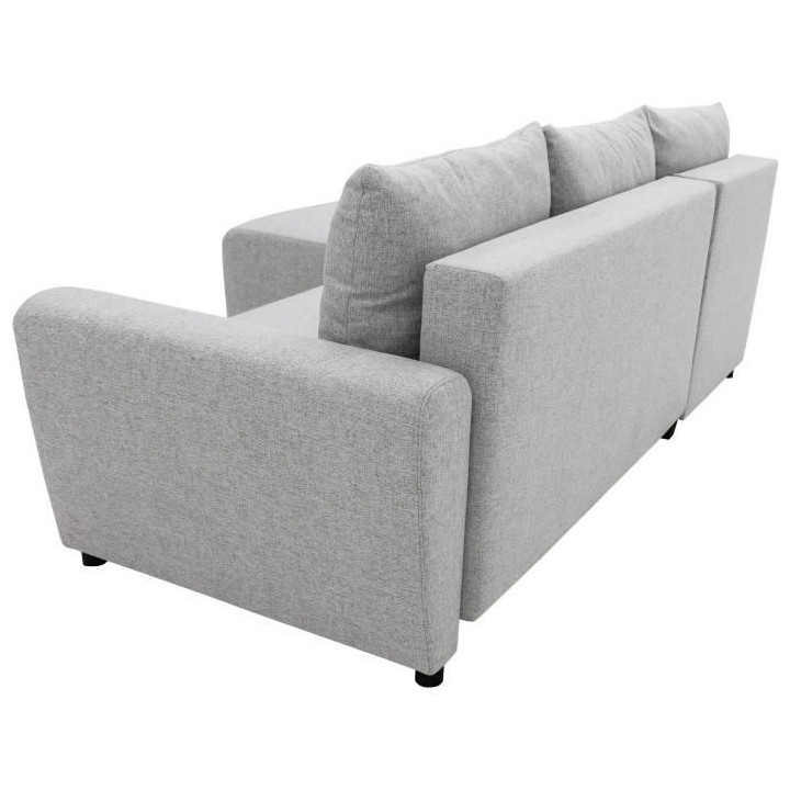 Canapé d'angle convertible 3-4 places STEWART - Tissu gris souris - L